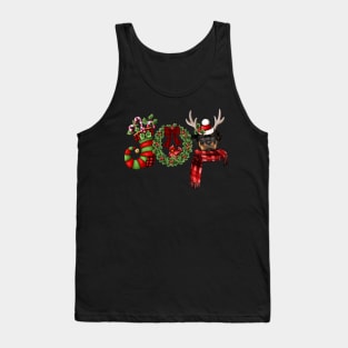 Christmas Joy Dwarf Stocking Reindeer Rottweiler Tank Top